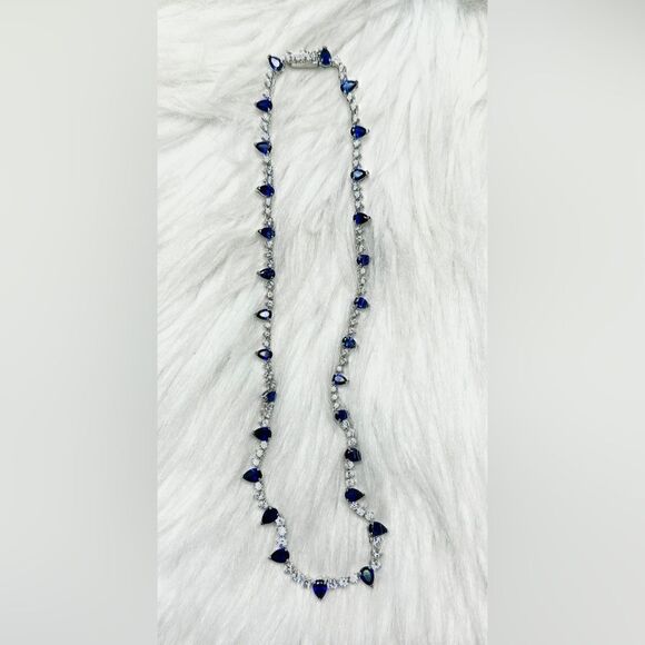 Giani Bernini Necklace, Sterling Silver Fine Jewelry, Deep Dark Blue Stones - Picture 1 of 6